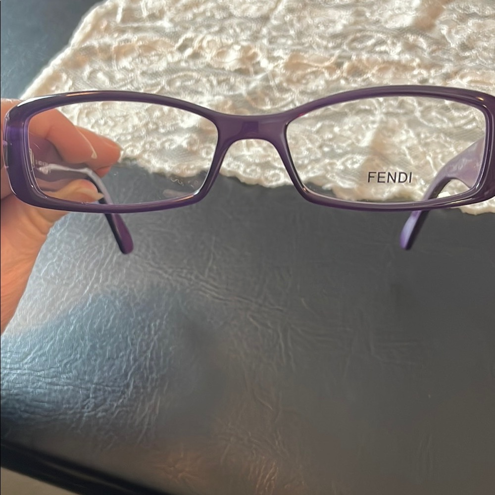 Fendi Purple Rectangular Glasses With Glossy Fini… - image 4